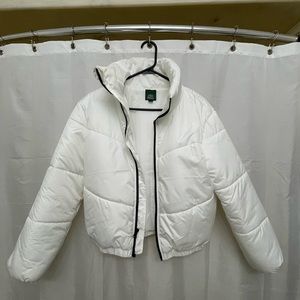White Puffy Bomber Jacket